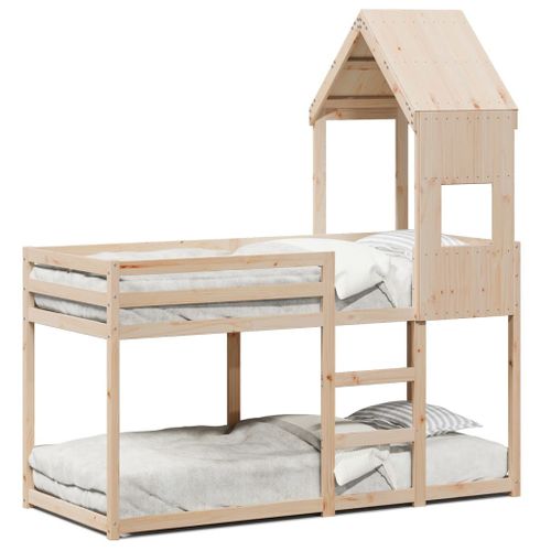 Vidaxl Lit Superposé Avec Toit 90x190 Cm Bois Massif De Pin