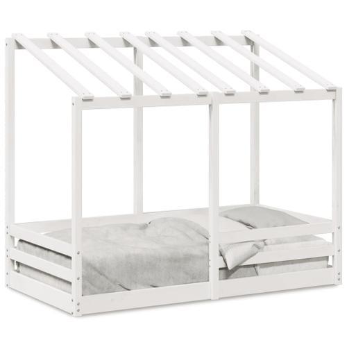 Vidaxl Lit Pour Enfants Avec Toit Blanc 70x140cm En Bois Massif De Pin