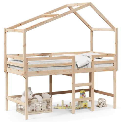 Vidaxl Lit Superposé Et Échelle Et Toit 80x200 Cm Bois De Pin Massif