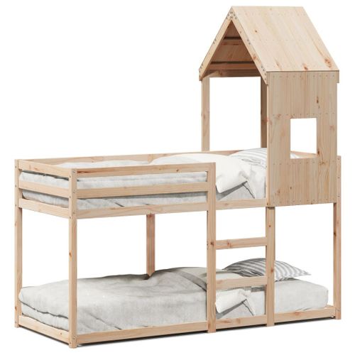 Vidaxl Lit Superposé Avec Toit 90x200 Cm Bois De Pin Massif