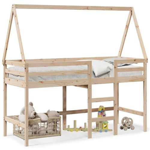 Vidaxl Lit Superposé Et Échelle Et Toit 90x200 Cm Bois De Pin Massif
