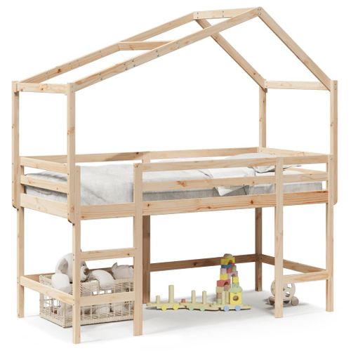 Vidaxl Lit Superposé Et Échelle Et Toit 90x190 Cm Bois De Pin Massif