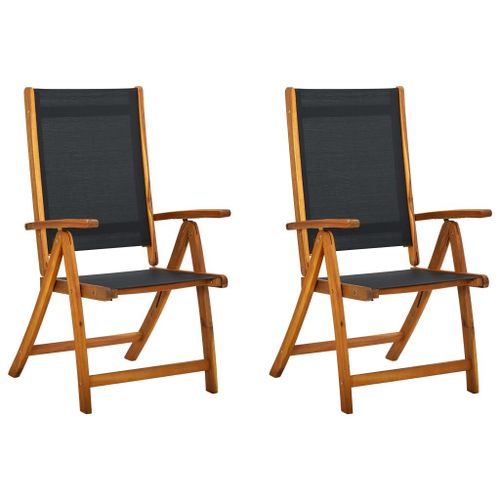 Vidaxl Chaises Pliables De Jardin Lot De 2 Bois D'acacia Et Textilène