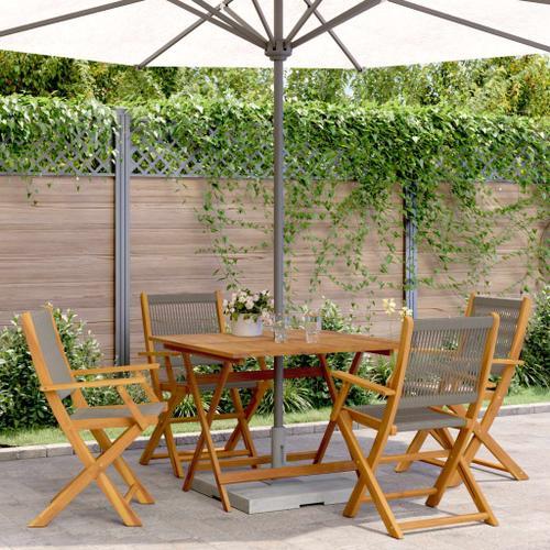 Vidaxl Ensemble À Manger De Jardin 5pcs Gris Polypropylène Bois Massif