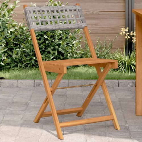 Vidaxl Chaises De Bistrot Lot De 2 Gris Bois Massif D'acacia Et Rotin