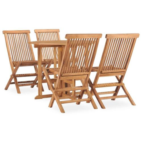 Vidaxl Mobilier À Dîner D'extérieur Pliable 5 Pcs Bois Solide De Teck