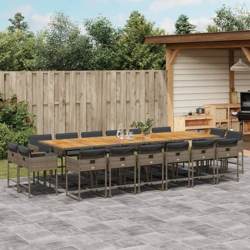 Vidaxl Ensemble À Manger De Jardin 17 Pcs Et Coussins Résine Tressée