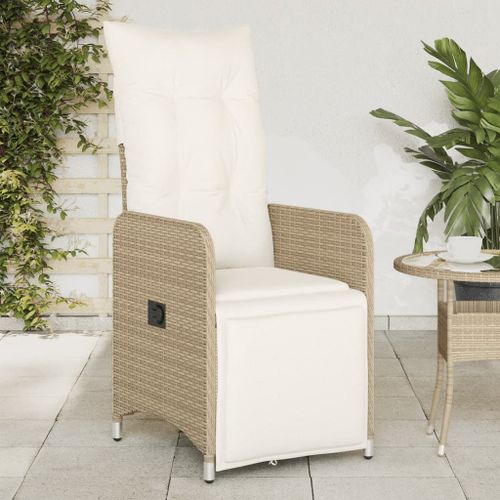 Vidaxl Chaise Inclinable De Jardin Avec Coussins Beige Résine Tressée