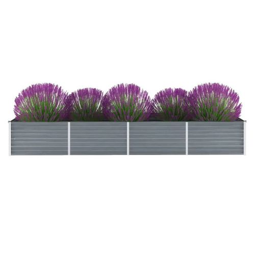 Vidaxl Lit Surélevé De Jardin Acier Galvanisé 320x80x45 Cm Gris