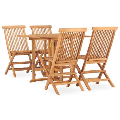 Vidaxl Mobilier À Dîner D'extérieur Pliable 5 Pcs Bois Solide De Teck