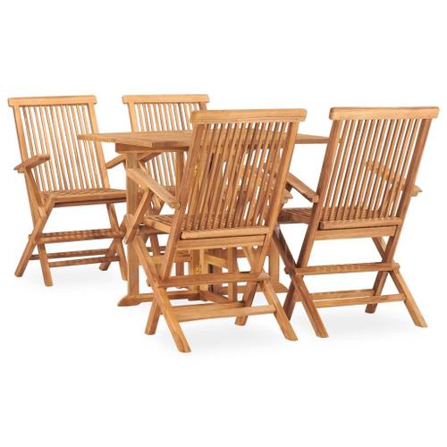 Vidaxl Mobilier À Dîner D'extérieur Pliable 5 Pcs Bois Solide De Teck