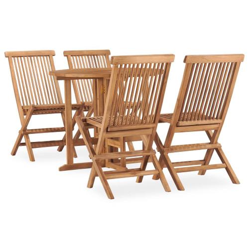 Vidaxl Mobilier À Dîner D'extérieur Pliable 5 Pcs Bois Solide De Teck