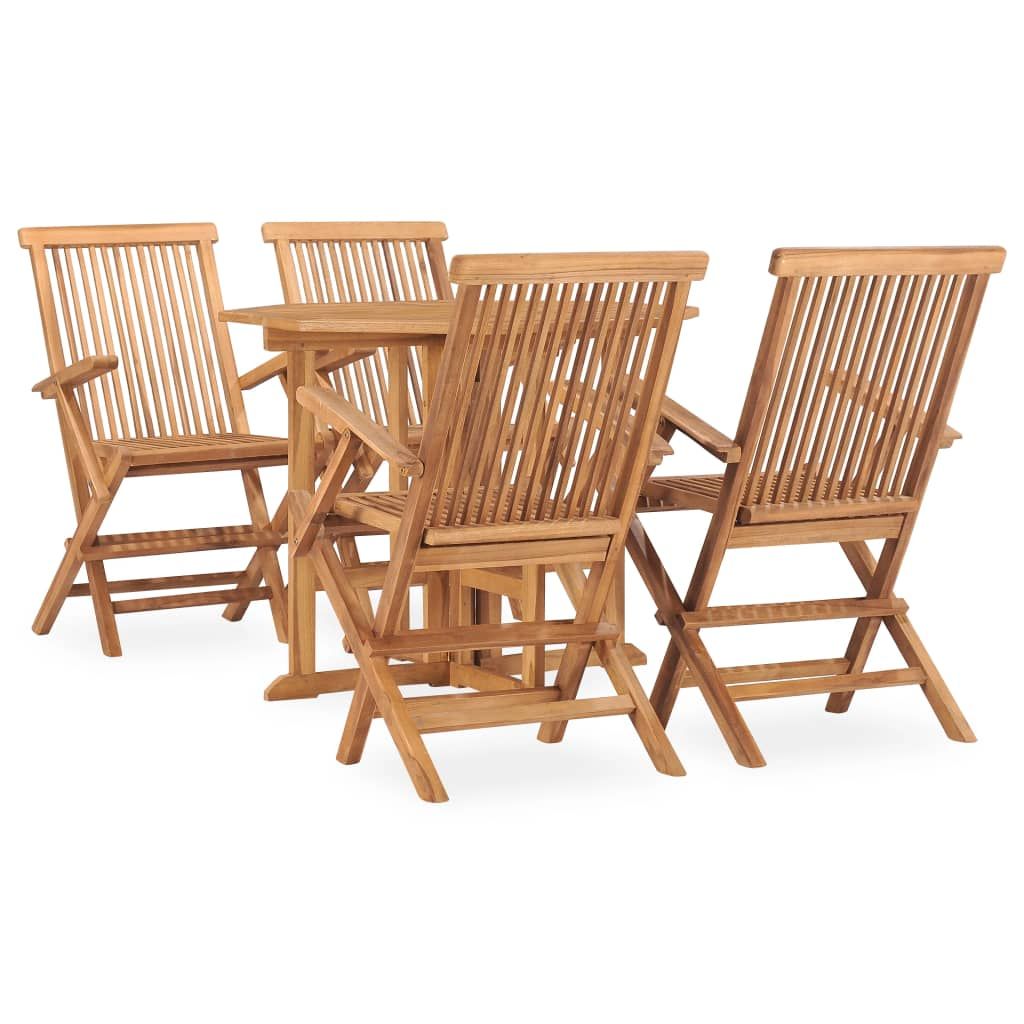 Vidaxl Mobilier À Dîner D'extérieur Pliable 5 Pcs Bois Solide De Teck