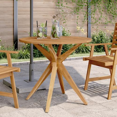 Vidaxl Table De Jardin Ronde Ø85x75 Cm Bois D'acacia Solide