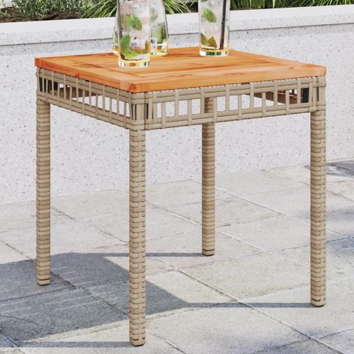 Vidaxl Table De Jardin Mélange Beige 38x38x42 Cm Rotin Et Bois Acacia