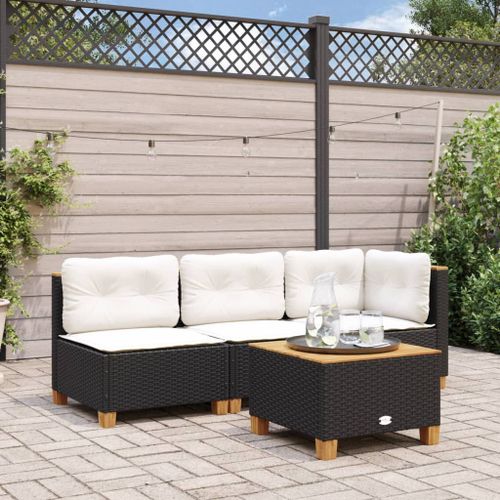 Vidaxl Table De Jardin Noir 55x55x36 Cm Résine Tressée Et Bois Acacia