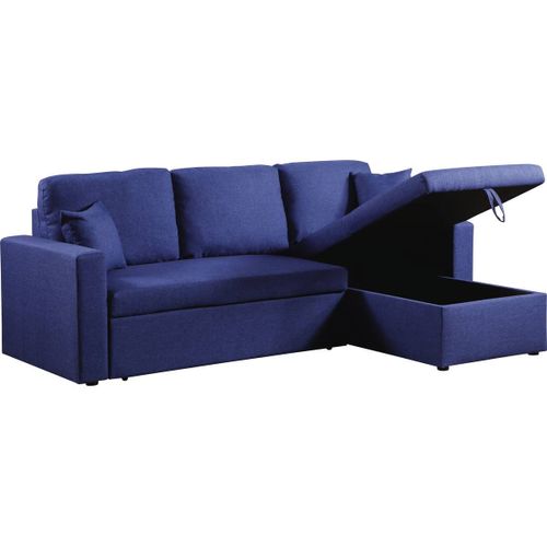 Canapé D'angle Convertible/ Réversible Avec Coffre "Alain" - 3 Places - Bleu