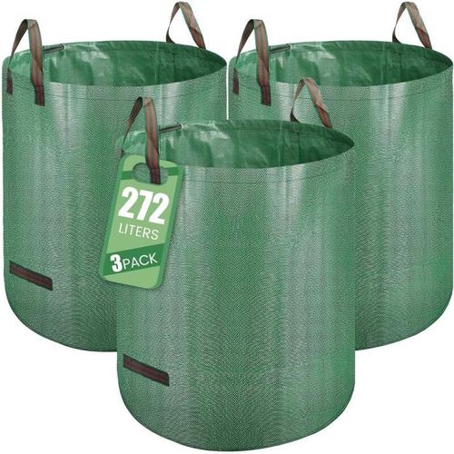 Sac Jardinage Dechets, Sac Dechets Verts, 3 x 272L Autoportant, Big Bag avec Poignees, Etanche, Pliable et Reutilisable, Sac Vegetaux Jardin goodnice