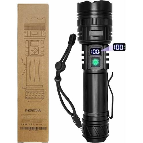 Lampe Torche Led Rechargeable,20000 Lumens Lampe De Poche Led Ultra Puissante, 5 Modes D'eclairage Ip65 Etanche Lampe Led Rechargeable Lampe Tactique Pour Camping Randonnee Urgence Goodnice