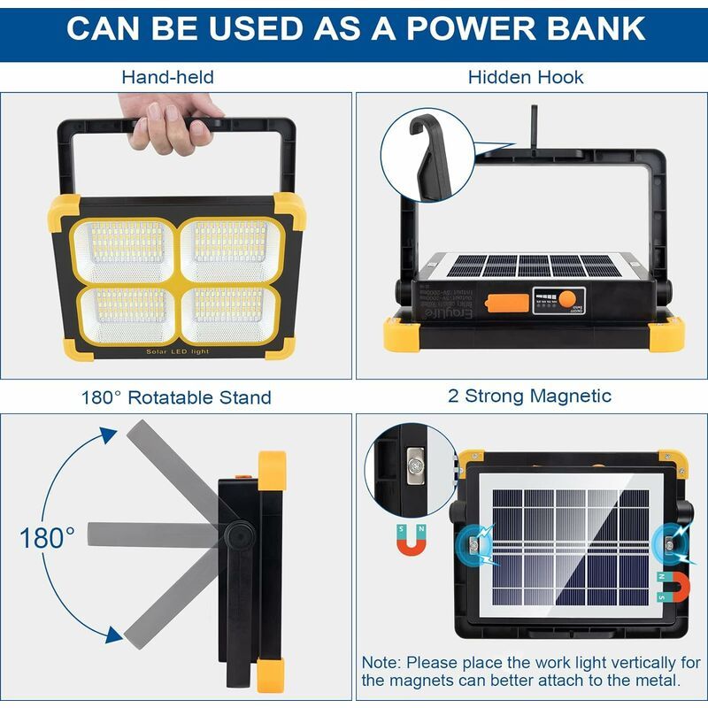 Projecteur Led Rechargeable, 100w 10000lw Lampe Chantier, Lu... - 4