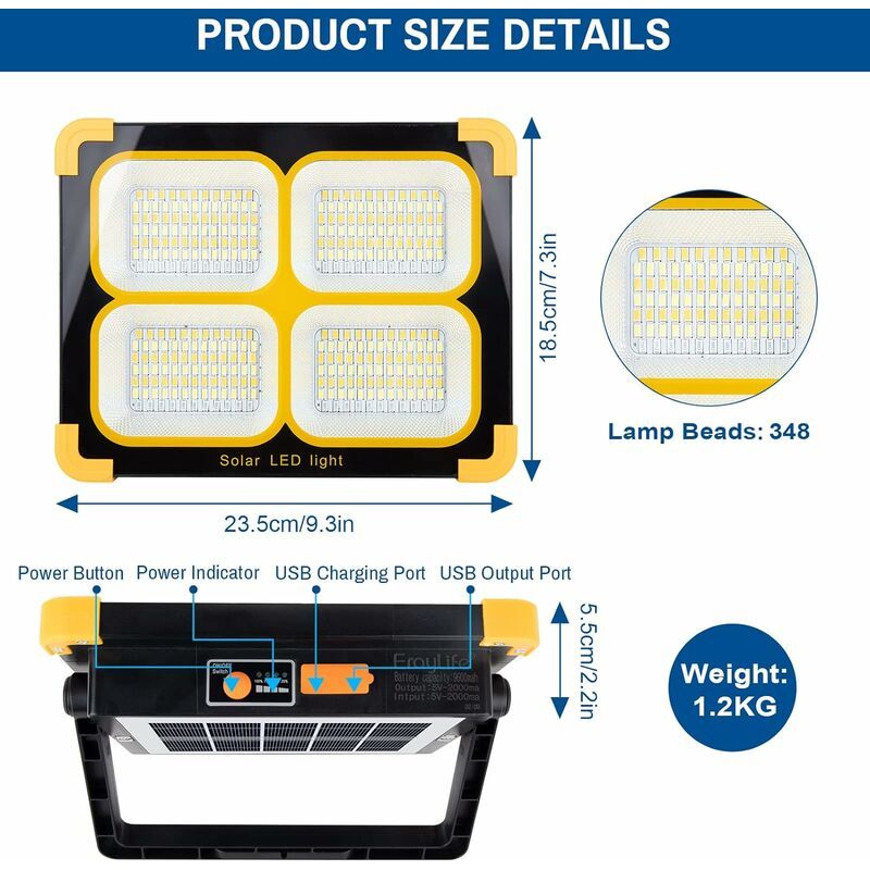 Projecteur Led Rechargeable, 100w 10000lw Lampe Chantier, Lu... - 5