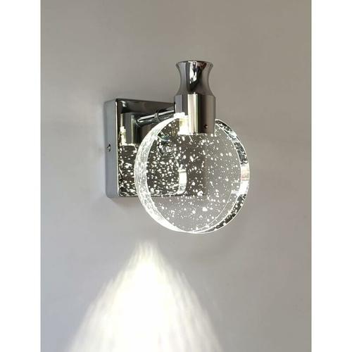 Applique Murale Cristal, Luminaire Mural Interieur De Style Nordique De Luxe, Lampe Murale Ronde Creatif Pour Chambre, Chevet, Salon, Salle De Bain, Commode, Couloir (Argent, Petit) Goodnice