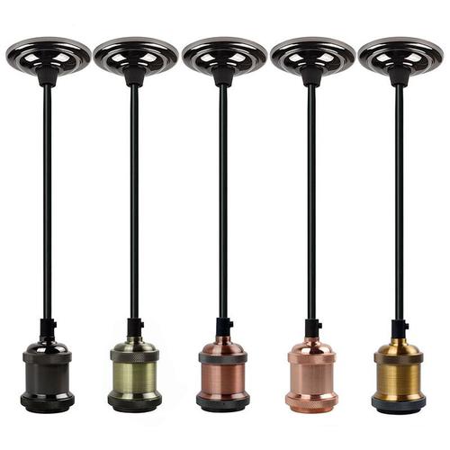 Douille E27, E27 Lustre Suspension Culot De Lampe, Avec Fil Tresse De 1,5 M, Pour E27 Ampoule, Edison Retro Suspension Lampe, Pour Restaurant, Salon, Chambre, Cuisine (Brune) Peba Goodnice