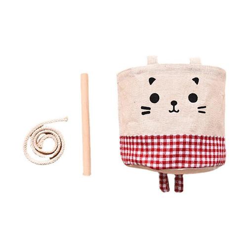 5 Pcs Joli Sac de Rangement Suspendu, Impermeable en Coton Jute Panier Pochette de Rangement, Sacs Organisateur pour Chambre Salle de Bain Cuisine,Rouge goodnice