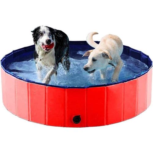 Piscine pour Chien Pliable Baignoire Portable Douche Bassin Baignade Pataugeoire pour Grand et Petite Animal Enfant Exterieur ou Interieur (Rouge 100 x30) goodnice