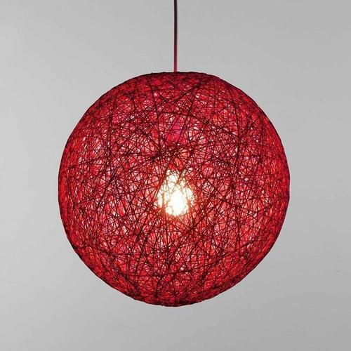 Suspension Sisal Abat-Jour Boule Ronde Lustre Rotin,Diametre (Rose Rouge, 23cm) Goodnice