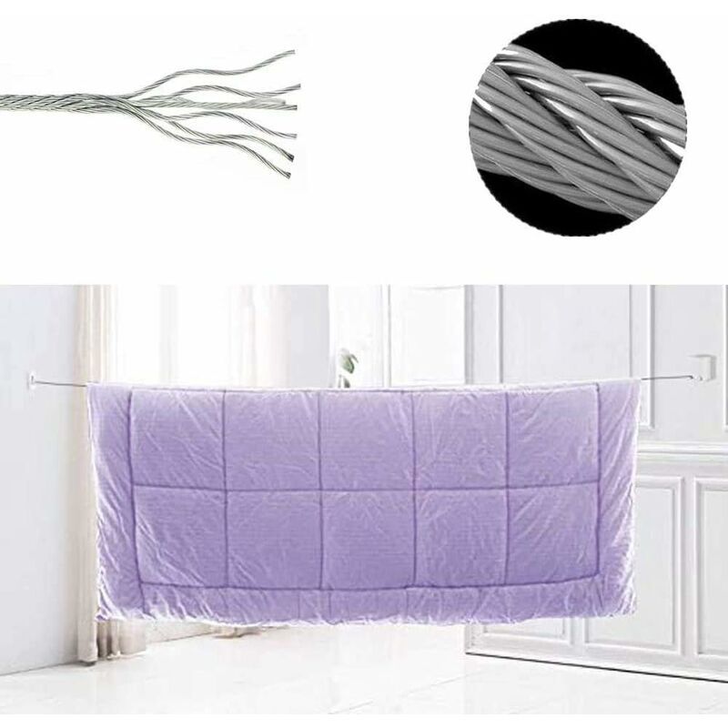 Support de sechage de blanchisserie fixe au mur de corde a l... - 3