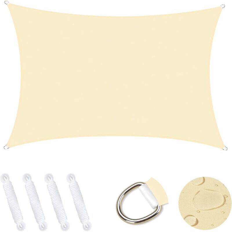 Voile D'ombrage 3x4m, Toile Ombrage Impermeable Polyester Avec Cord...