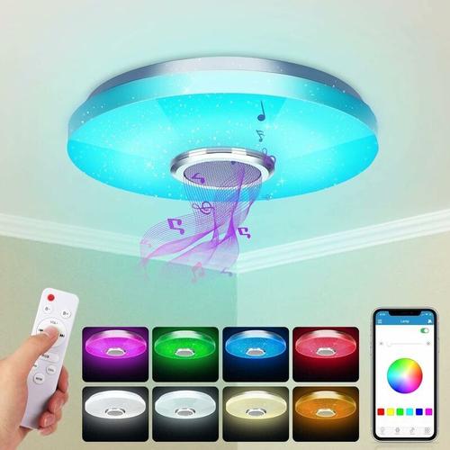 Plafonnier Led 36w Avec Haut-Parleur Bluetooth, Intelligent Avec Telecommande Et Controle App, Changement De Couleur , Reglable Pour Chambre, Cuisine, Salle De Bain, Chambre D'enfant, Salon O 30cm Goodnice