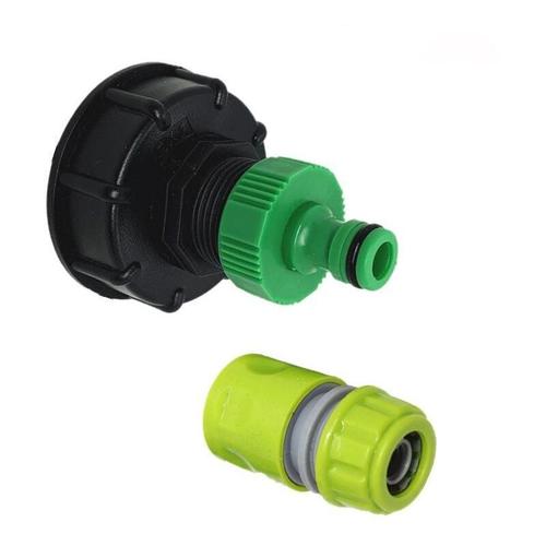 Raccord S60x6 Avec Nez De Robinet Raccord Rapide 1"", Pour Cuve Ibc Recuperation D'eau De Pluie 1000 Litres(Tetine 90g 1"" Plus Connecteur De Tuyau 4 Points) Goodnice