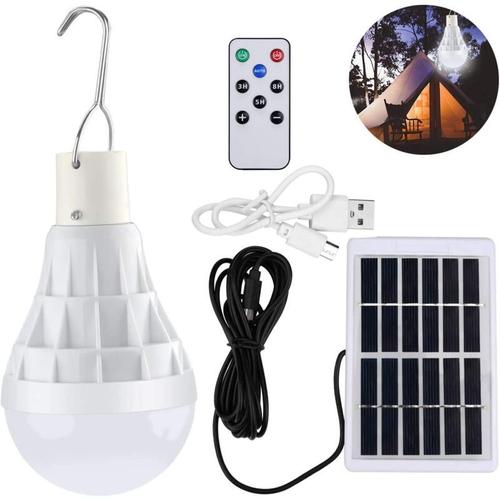 1 Jeux Solaire Ampoule Led Avec Telecommande+ Cable De 3 M, Led Lampes Solaire Suspendu 12w 130lumen Rechargeable Pour Exterieur Interieur Camping Tente La Peche Urgence Goodnice