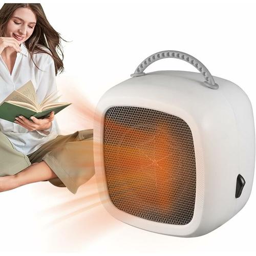 Mini Radiateur 600 W pour chambre a coucher avec deux modes et poignee - Chauffage electrique silencieux, radiateur soufflant reglable pour la maison,Blanc goodnice