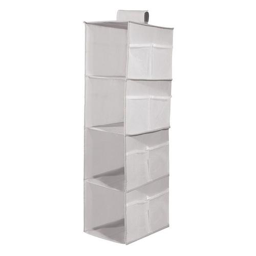 Etagere Suspendue Pliable, Panier Suspendu Rangement Armoire, Rangement Pour Armoire Suspendu, Organiseur Placard Suspendu, 4 Compartiments, 12 Poches Laterales, 30 X 22,5 X 80cm (Gris) Goodnice