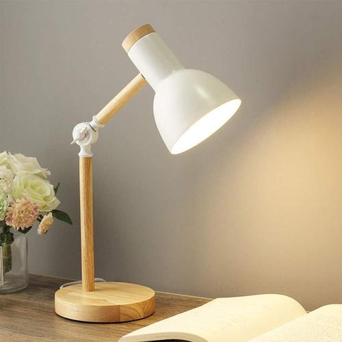 Lucky_Mall Lampe De Table En Bois, Bras De Lampe Reglable, Lampe De Lecture Rotative, Veilleuse En Maca Lucky_Mall