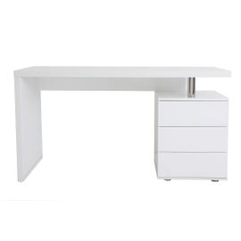 Bureau Design Blanc Laqué Brillant 3 Tiroirs Calix