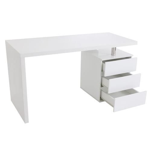 Miliboo Bureau Design Blanc laqué Brillant 3 tiroirs Calix 