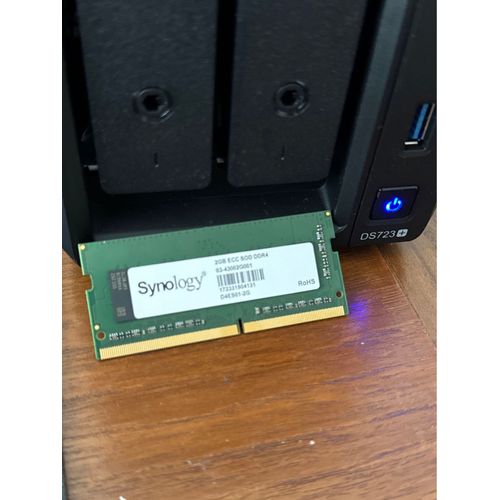 Vend RAM 2Go ECC d¿origine pour Synology 723+ pratiquement pas utilisée. Je vends car j¿ai remplacé par une ram de plus grande capacité