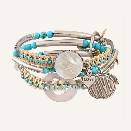 Bracelet Ibiza Nacre, Howlite & Cristaux Swarovski Argenté