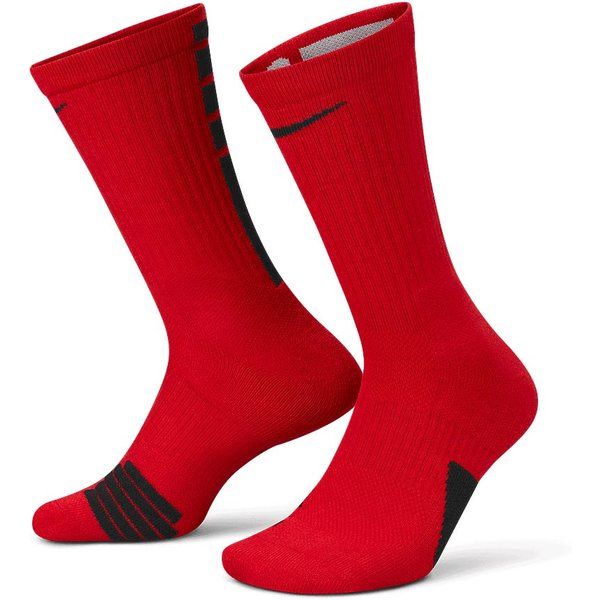 Elite Crew Socks, University Red/Black/Black L