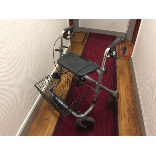 Jago® Déambulateur 4 Roues - Pliable, Réglable à 6 Positions, Siège et Dossier, Freins à Main, Sac de Course, Noir - Rollator