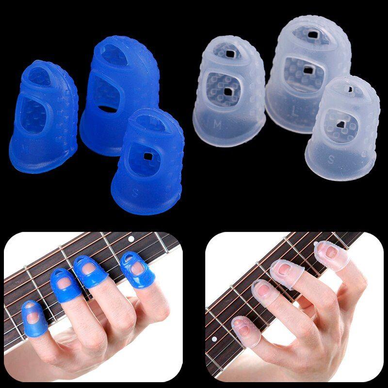4 pcs Silicone Guitare Doigts Protecteurs Réutilisables Anti-dérapant Protège-Doigts Accessoires de Guitare Pour Ukulélé Guitare Joueurs