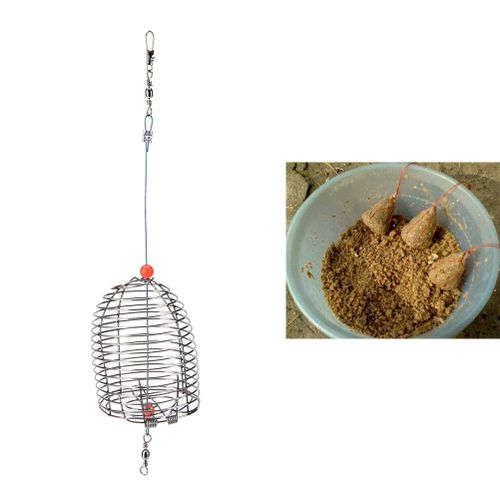 1 Pièces En Acier Inoxydable Fil De Pêche Leurre Petit Appât Cage Piège De Pêche Fond Rond Panier Mangeoire Porte-Matériel De Pêche