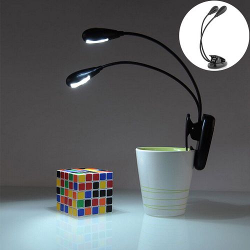 4 Led Réglable Double Pince-On Bras Vélo Lumière Table Livre Lampe De Lecture Bureau Ordinateur Portable Lumière