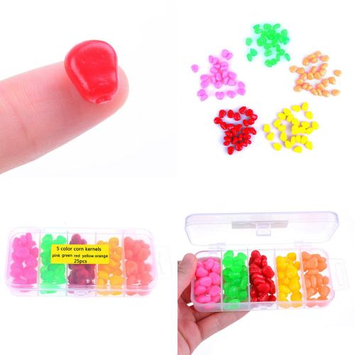 125 Pcs/Lot 5 Couleurs Pop Up Carpe Pêche Maïs Aromatisé Herbe Carpe Appât Flottant Maïs Souple Granule Leurre Avec Boîte