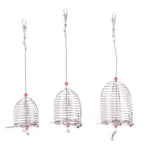 1pc Acier Inoxydable Leurre De Pêche Cage S/M/L Appâts Cage Piège De Pêche Avec Fond Rond Panier Sert Support Matériel De Pêche