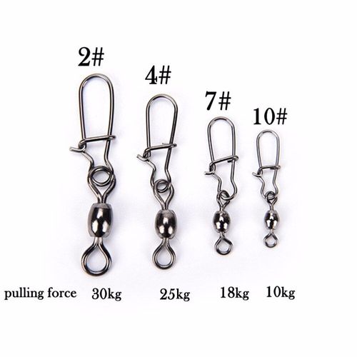 10 Pièces 2 #4 #10 # Accessoires De Pêche Connecteur Broche Roulement Pivotant En Acier Inoxydable Mousqueton Leurre Émerillons